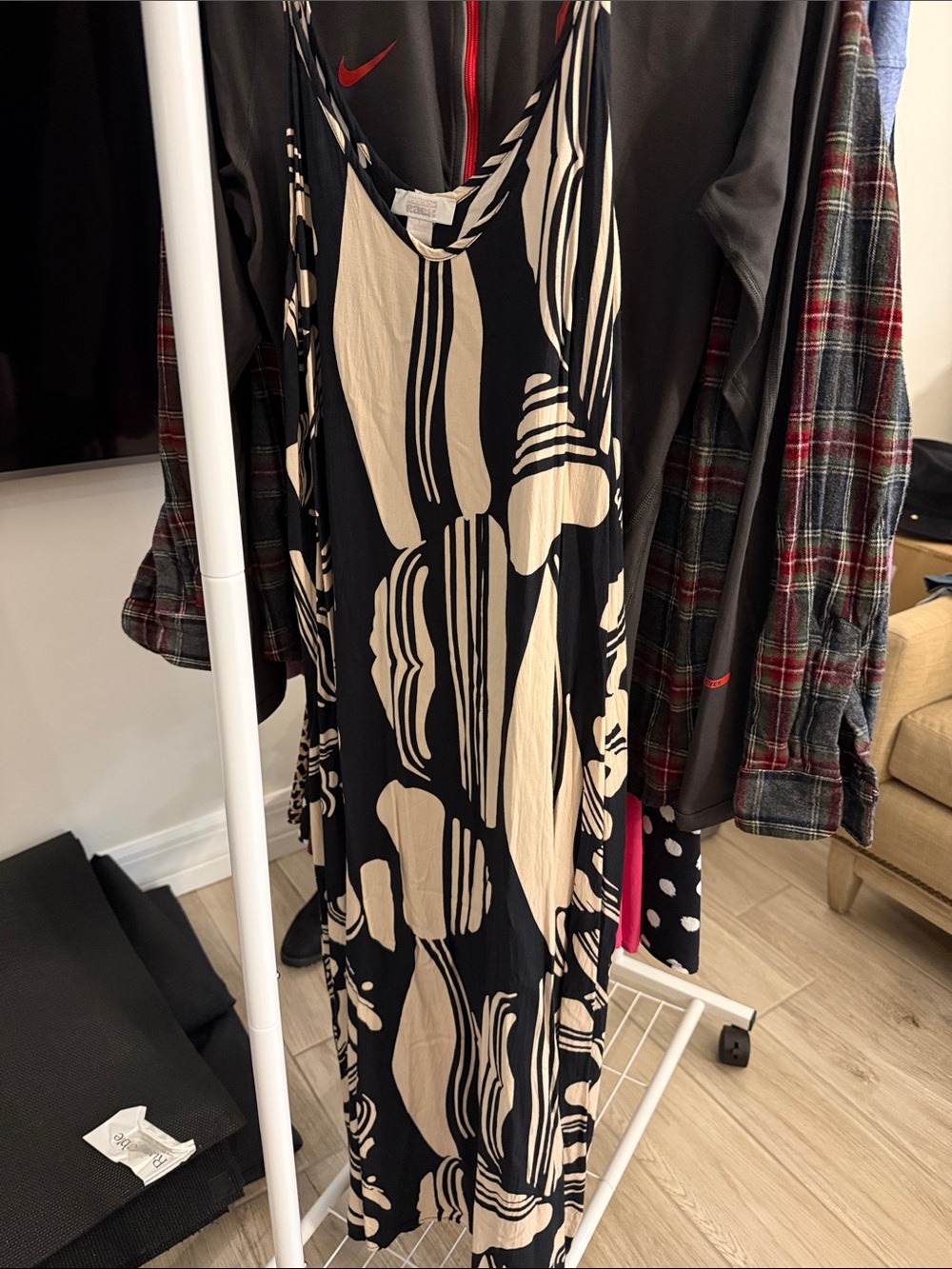 Nordstrom Rack  Black & Cream Abstract Maxi Beach Dress